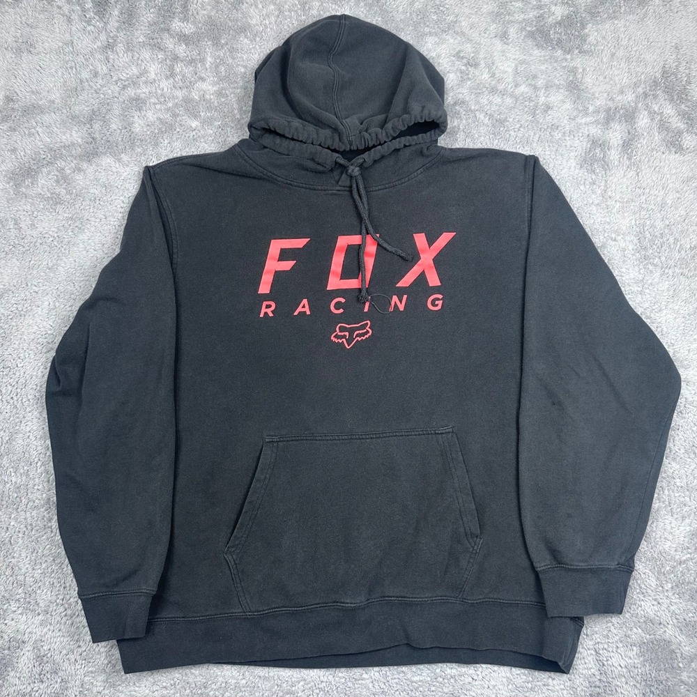 Fox Racing Hoodie Mens XXL Black Red Graphic Pullover‎ Motocross Sweatshirt